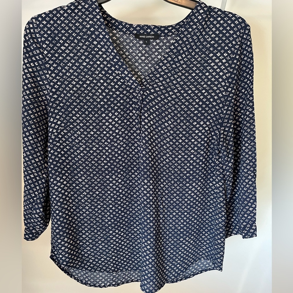 Navy Blue Patterned Women's Top